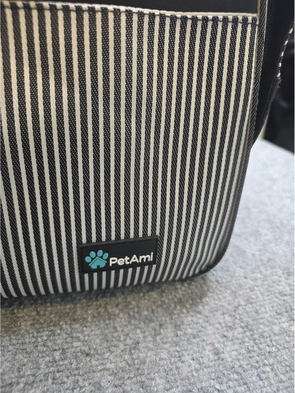 PetAmi Dog Purse Carrier Small Dog Cat Travel Bag Stripe Black NWT Airline App